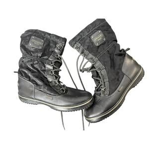 Coach Womens Shaine‎ Snow Boot Size 7.5B Signature Leather Nylon Sherpa Black